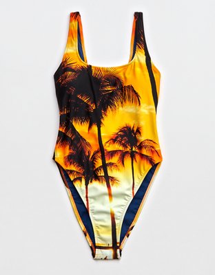 Aerie Ribbed Tie Back One Piece Swimsuit