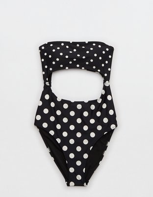 Aerie Traje de baño one piece sin breteles con calado