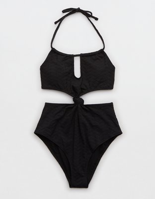 Aerie Jacquard Cut Out Knot One Piece Swimsuit