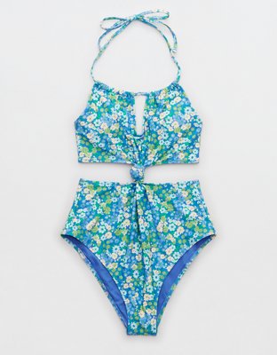 American Eagle Outfitters, Swim, Aerie Ribbed Mix Crossover Cut Out One  Piece Swimsuit