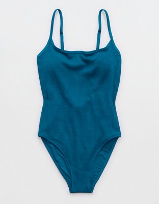 Aerie Traje de baño one piece arrugado con cuello caído
