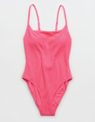 Aerie Traje de baño one piece arrugado con cuello caído