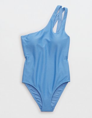 Aerie Traje de baño one piece de jacquard con un solo hombro