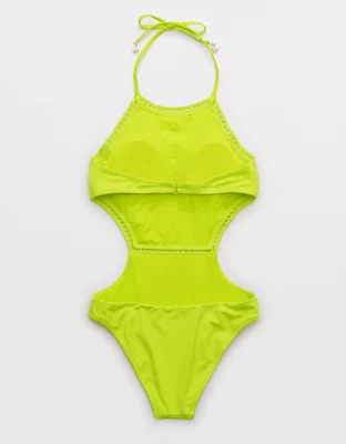 Aerie Crochet Halter One Piece Swimsuit