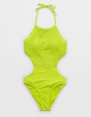 Aerie Crochet Halter One Piece Swimsuit