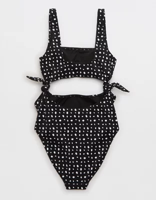 Aerie Ribbed Cut Out Scoop One Piece Swimsuit