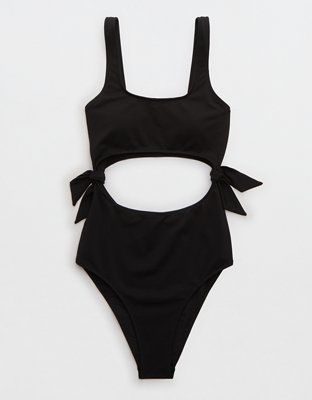 Aerie Pique Cut Out Scoop One Piece Swimsuit