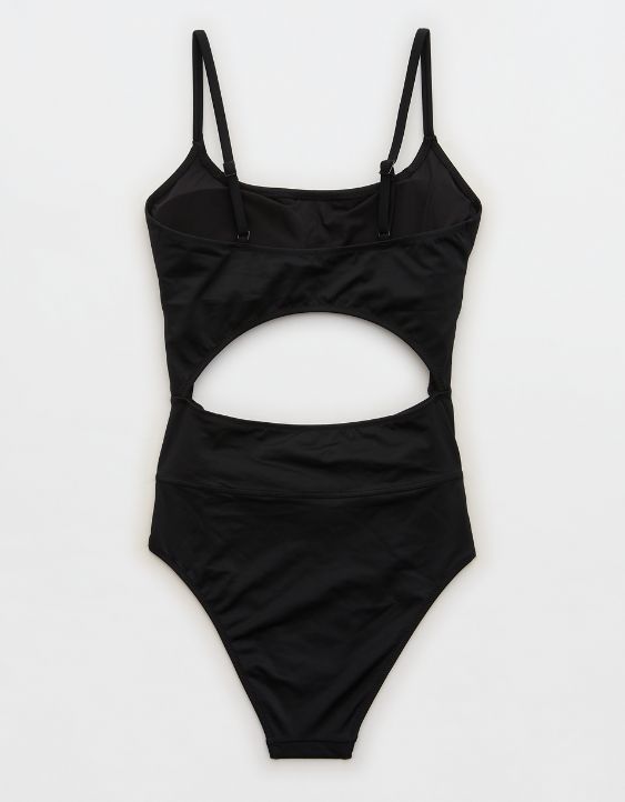 Aerie Seamed Cut Out One Piece Swimsuit