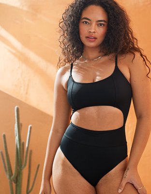 High waisted cut store out one piece swimsuit