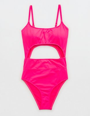 Aerie Seamed Cut Out One Piece Swimsuit