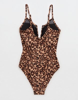 Aerie Leopard V Wire Bandeau Bikini Top