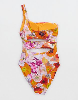 Aerie Traje de baño one piece con calado y un solo hombro