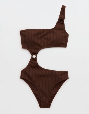 Aerie Wide Rib Cut Out Ring One Piece Swimsuit