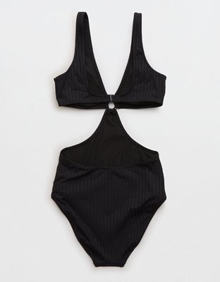 Aerie Wide Rib Cut Out Ring One Piece Swimsuit