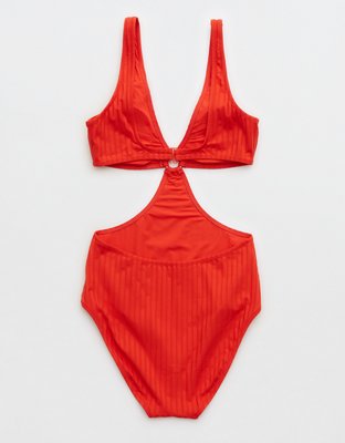 Aerie Wide Rib Cut Out Ring One Piece Swimsuit