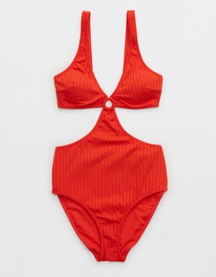 Aerie Wide Rib Cut Out Ring One Piece Swimsuit