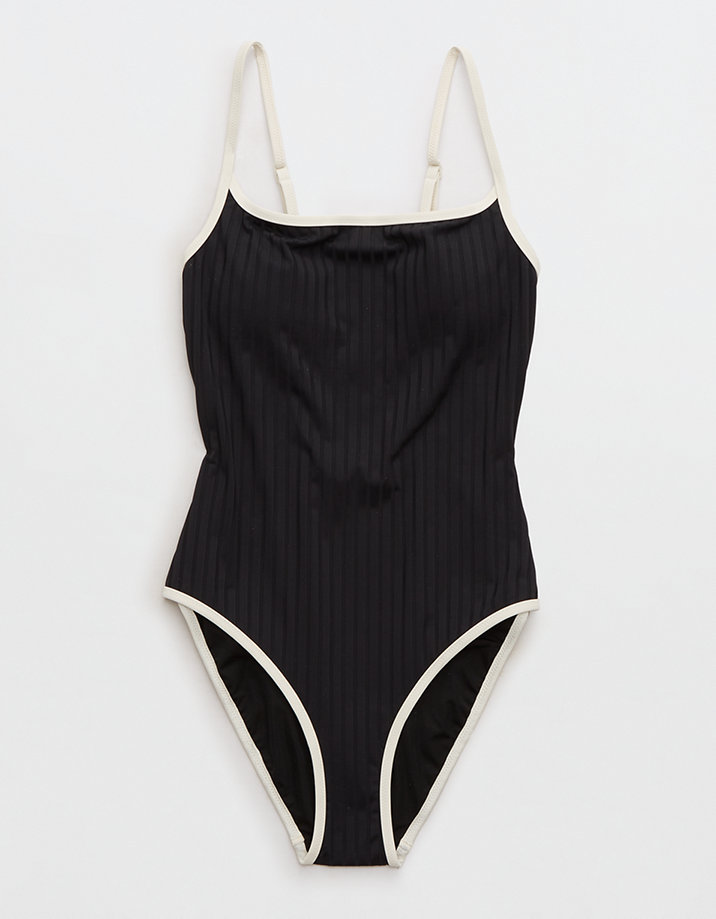 Aerie Wide Rib Scoop One Piece Swimsuit
