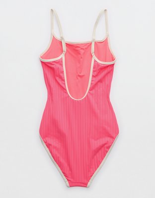 Aerie Wide Rib Scoop Full Coverage One Piece Swimsuit 