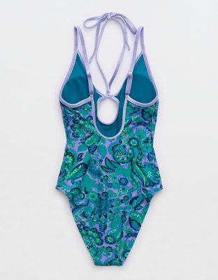 Aerie Keyhole Halter One Piece Swimsuit