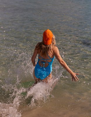 Aerie Shine Pique Strappy Back One Piece Swimsuit