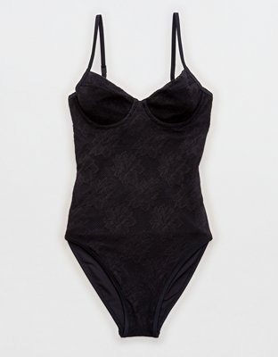 aerie, Tops, Aerie Sunnie Black Bodysuit Leotard Back Straps Detail Xl  Nwot Cute