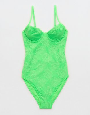 Aerie Crinkle Lace Up One Piece Swimsuit