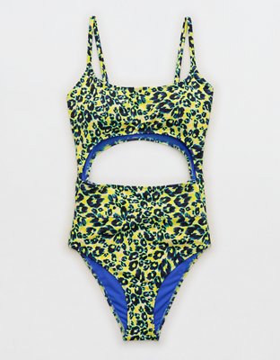 Верх бикини Leopard Seamed Longline, треугольные чашки — Aerie — фото 3