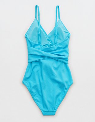 Aerie Shine Pique Wrap One Piece Swimsuit