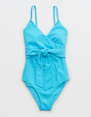 Aerie Shine Pique Wrap One Piece Swimsuit