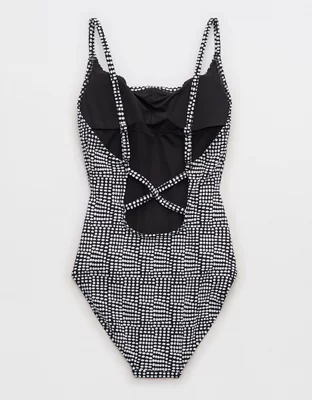 Aerie Jacquard Crossback One Piece Swimsuit