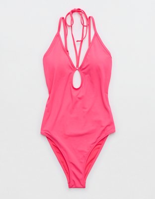 Shop Aerie Crossover Keyhole Halter Bikini Top online