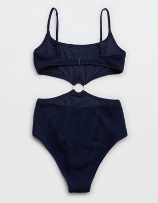 Aerie Crinkle Cut Out Cheeky One Piece Swimsuit