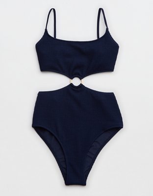 Aerie Crinkle Cut Out Cheeky One Piece Swimsuit