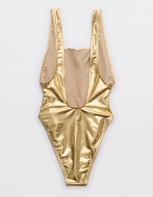 Aerie Metallic Birthday Scoop Cheekiest One Piece Swimsuit