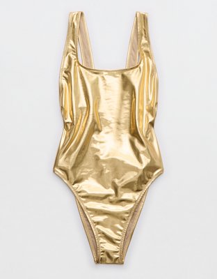 Aerie Metallic Birthday Scoop Cheekiest One Piece Swimsuit