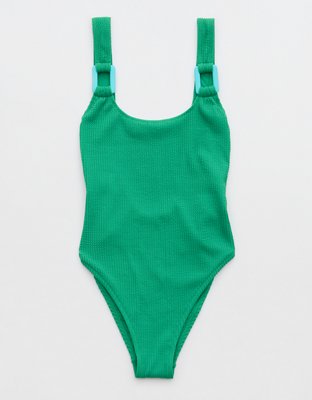 Aerie Crinkle Wide Strap Scoop One Piece Swimsuit