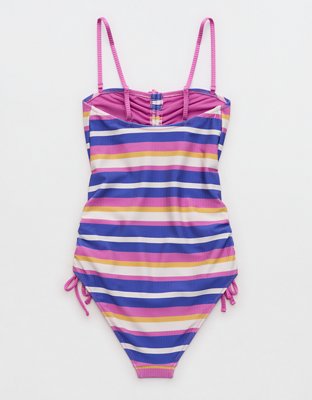 Aerie Traje de Baño One Piece Cheeky Shine Rib sin Breteles