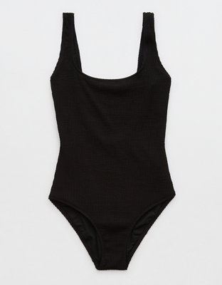 Buy Black Double Strap Asymmetric One Piece Swimsuit / Bodysuit in Crinkle  Stretch / Classic 80's High Cut Ultra Body Hugging Online in India 