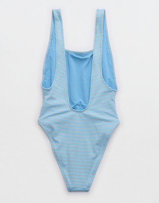 Aerie Seersucker Birthday Scoop Cheekiest One Piece Swimsuit