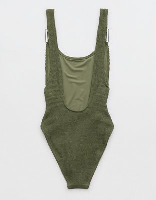 Aerie Shimmery Crinkle Birthday Scoop Cheekiest One Piece Swimsuit