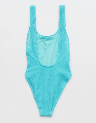 Aerie Shimmery Crinkle Birthday Scoop Cheekiest One Piece Swimsuit