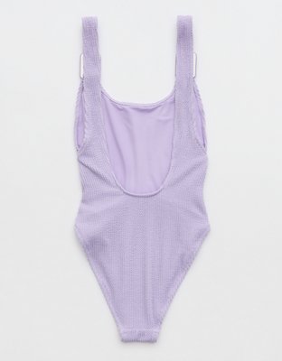 Aerie Shimmery Crinkle Birthday Scoop Cheekiest One Piece Swimsuit