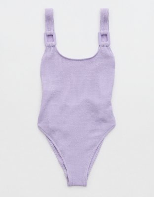 Aerie Shimmery Crinkle Birthday Scoop Cheekiest One Piece Swimsuit