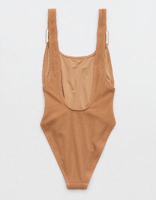 Aerie Shimmery Crinkle Birthday Scoop Cheekiest One Piece Swimsuit