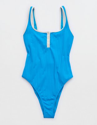 Aerie Wide Rib Scoop Full Coverage One Piece Swimsuit