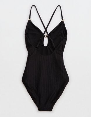 Aerie Shine Rib Full Coverage One Piece Swimsuit