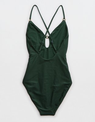 Aerie Traje de Baño One Piece Shine Rib con Cobertura Completa