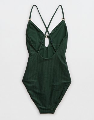 Aerie Shine Rib Full Coverage One Piece Swimsuit