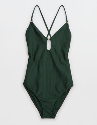 Aerie Shine Rib Full Coverage One Piece Swimsuit