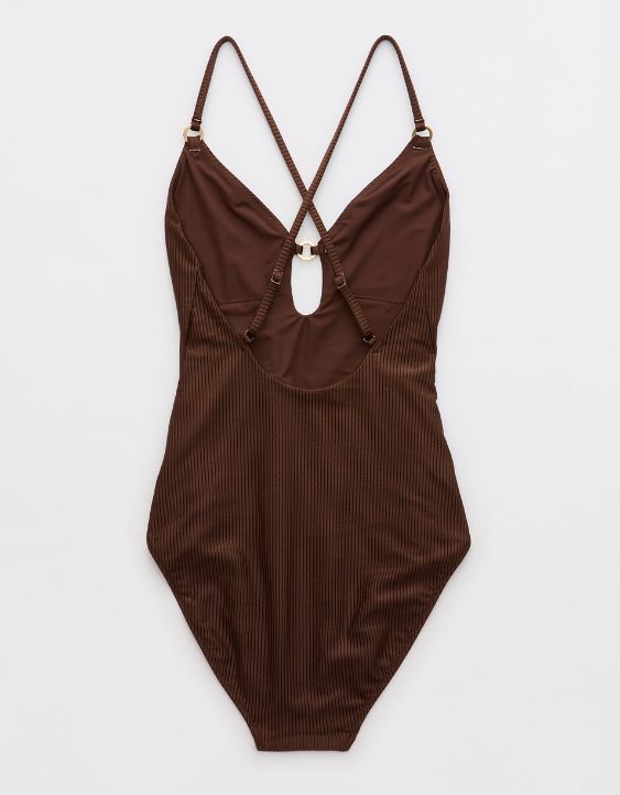 Aerie Shine Rib Full Coverage One Piece Swimsuit